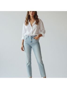 Cavalli Roberto Cavalli Light Blue HighRise StraightLeg Jeans Sz 25 Campus